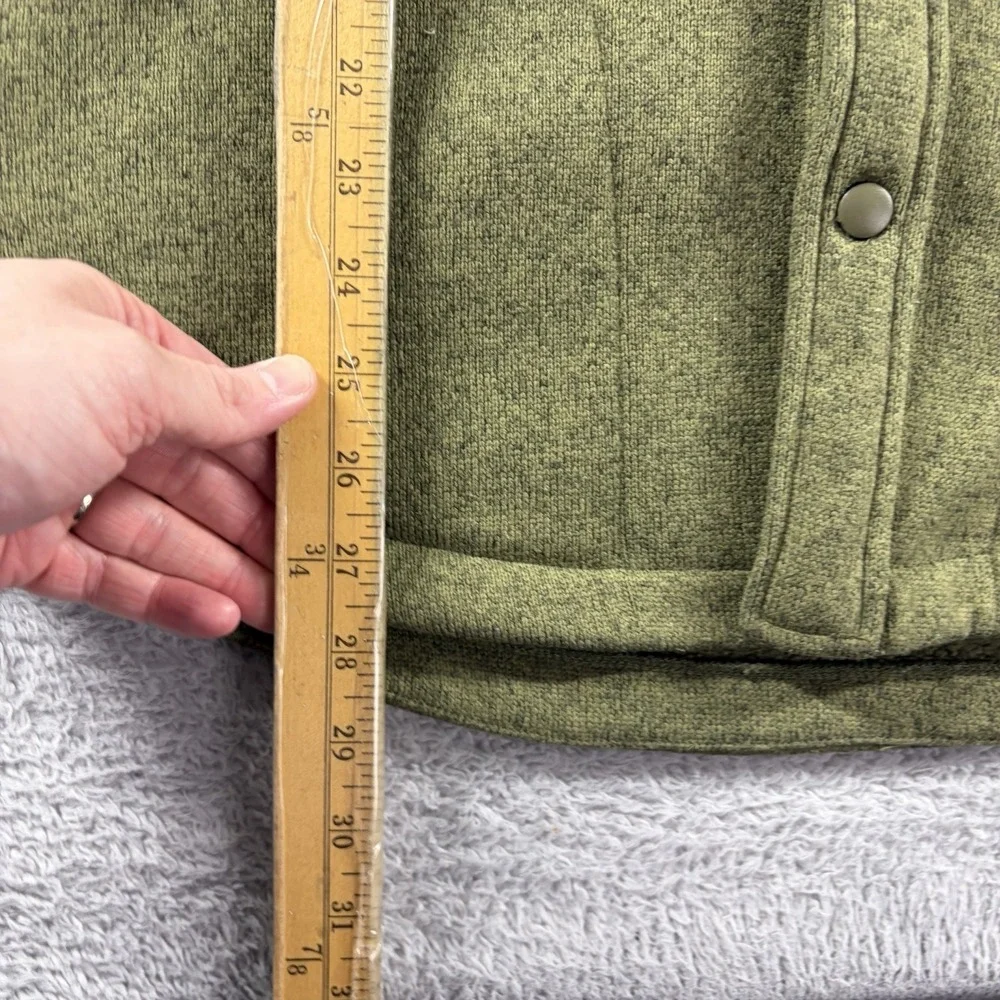 L.L Bean Snap Up Sweater Shirt‎ Mens Medium Heather Green Chore Pockets Utility
